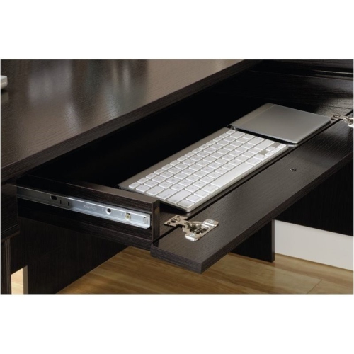 Pemberly Row Contemporary Wood L-Shaped Computer Desk in Wind Oak