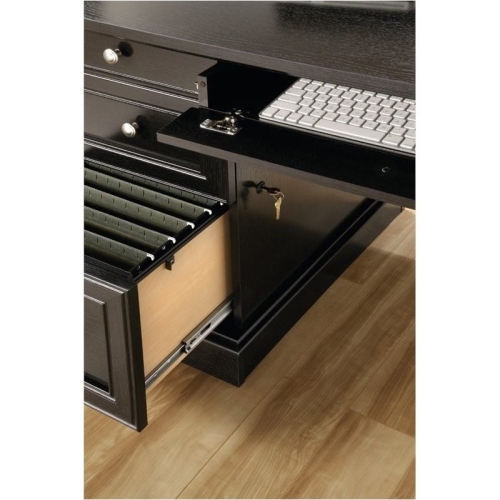 Pemberly Row Contemporary Wood L-Shaped Computer Desk in Wind Oak