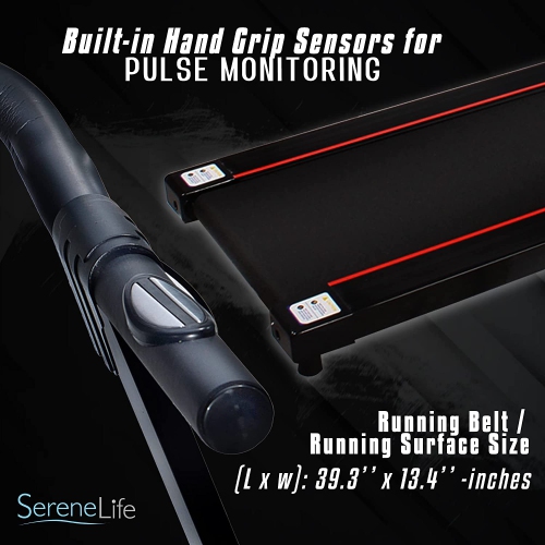 Tapis roulant pliable numérique intelligent SereneLife, application sport téléchargeable, Bluetooth, capacité 265 lb