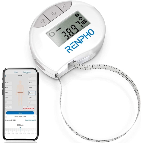 RENPHO Smart Tape Measure with App, Small Bluetooth Measuring Tape with LCD Display for Monitoring Body Circumference,tailors,Pregnat