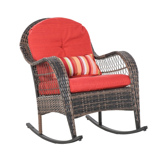 Outsunny PE Rattan Rocking Chair Garden Furniture Patio Relaxer Outdoor Wicker