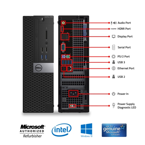 Refurbished - Dell Optiplex 7040 SFF Computer with Dual (2) 24" HDMI Dell Monitor - Intel Core i5-6500 Processor 3.20 GHz 32GB DDR4 RAM 512GB SSD
