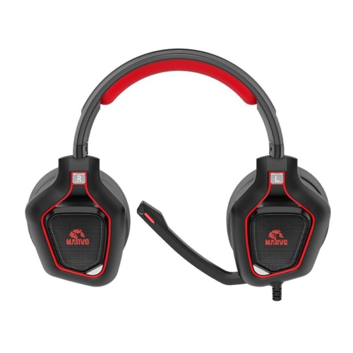 Marvo Pro - Casque de Jeu Filaire Stéréo avec Rétro-Éclairage Rouge