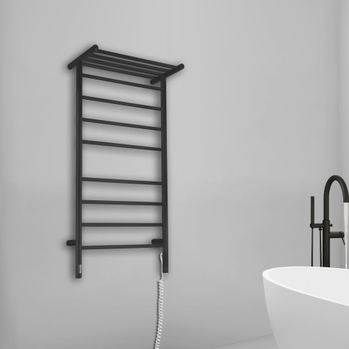 Ancona Piazzo OBT 8-Bar Dual Wall Mount Towel Warmer with Integrated On-Board Timer in Matte Black