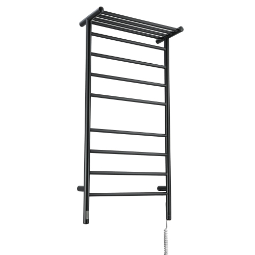 Ancona Piazzo OBT 8-Bar Dual Wall Mount Towel Warmer with Integrated On-Board Timer in Matte Black