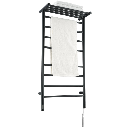 Ancona Piazzo OBT 8-Bar Dual Wall Mount Towel Warmer with Integrated On-Board Timer in Matte Black
