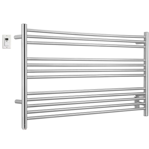 ANCONA  Amplia Dual 12-Bar Hardwired And Plug-In Towel Warmer In Brushed Stainless Steel With Digital Wall Timer