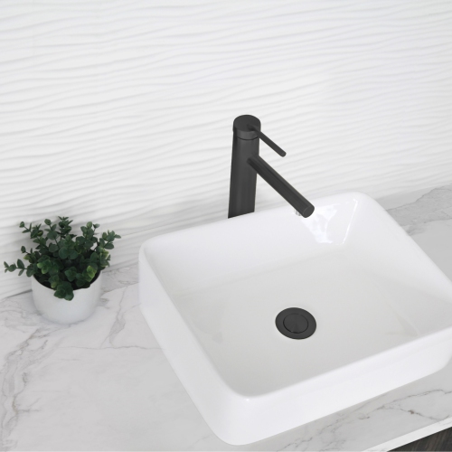 STYLISH Single Handle Bathroom Vessel Sink Faucet, Stainless Steel Matte Black Finish B-123N