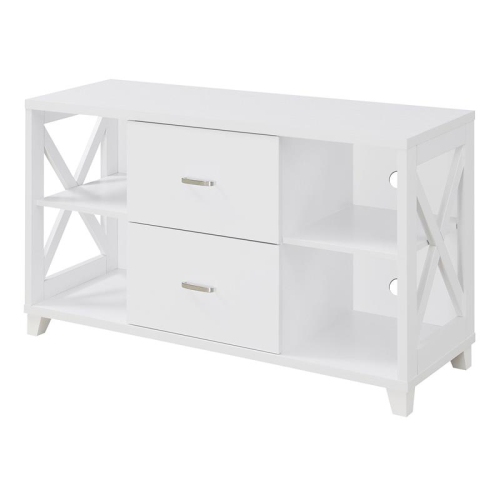Convenience Concepts Oxford Deluxe 47" TV Stand with Two Drawers in White Wood