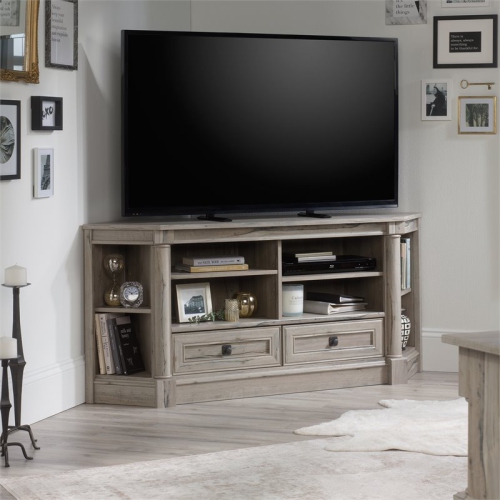 Sauder Palladia Contemporary Engineered Wood 60" Corner TV Stand - Split Oak