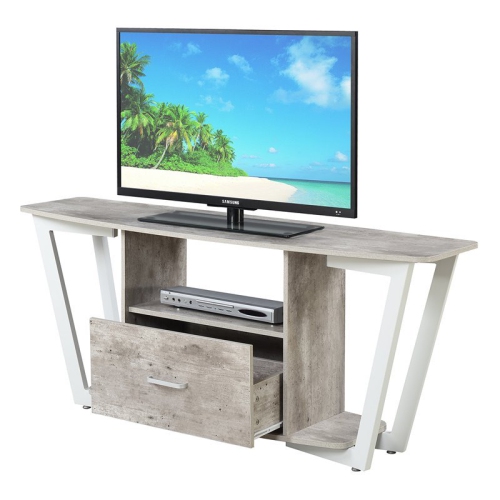 CONVENIENCE CONCEPTS  Graystone 60" Tv Stand In Gray And Wood Finish In White