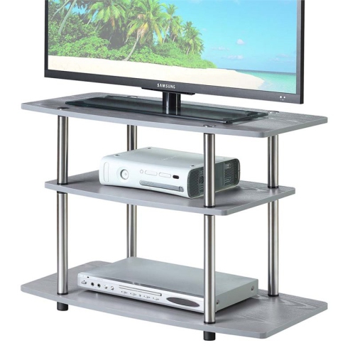 Pemberly Row 32" 3 Tier TV Stand in Gray