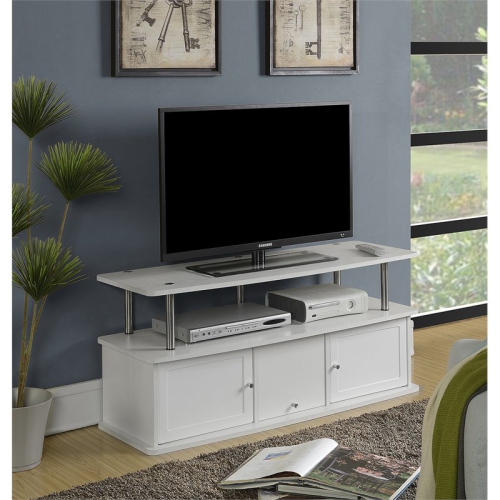 Convenience Concepts Designs2Go 50" TV Stand with Three Cabinets in White Wood