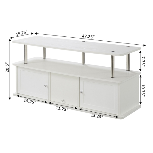 Convenience Concepts Designs2Go 50" TV Stand with Three Cabinets in White Wood