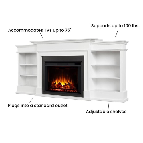 Real Flame Ashton 92-inch Grand Electric Fireplace TV Stand in White