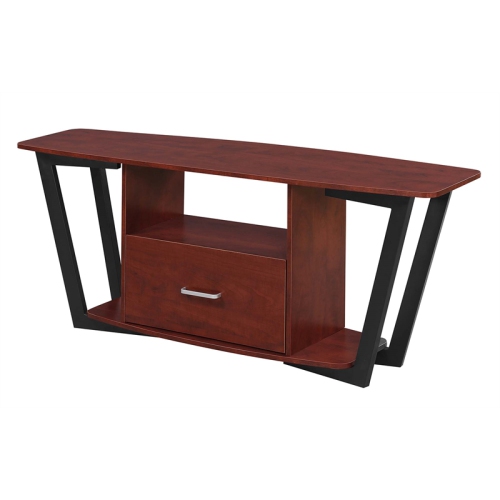 Convenience Concepts Graystone 60" TV Stand in Cherry Wood with Gray Metal Frame