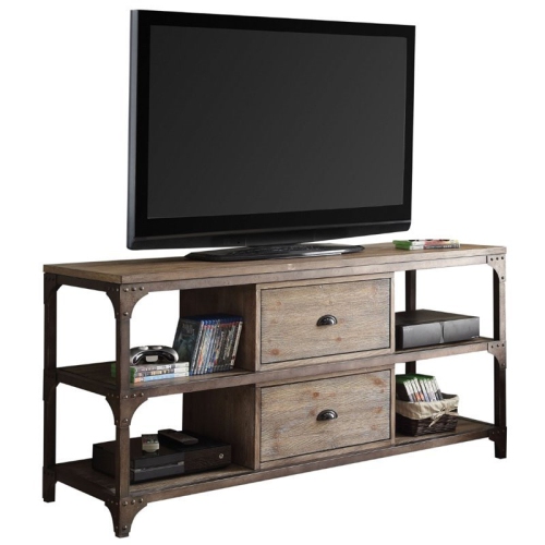 ACME FURNITURE Acme Gorden 60" Tv Stand In Weathered Oak And Antique Silver