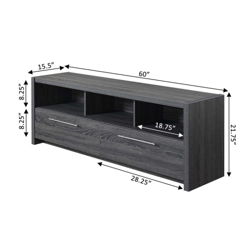 Newport Marbella 60-inch TV Stand with Cabinets and Shelves in Gray Wood Finish