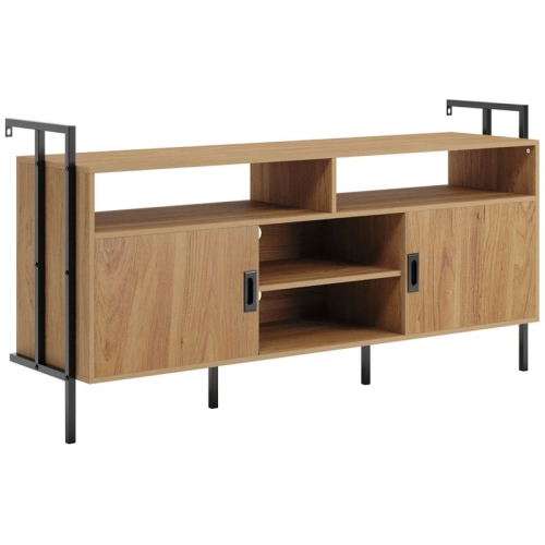 Sauder New Hyde Wooden Wall Mounted TV Stand in Serene Walnut Best