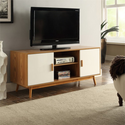 Allora 46" TV Stand in White and Natural Wood