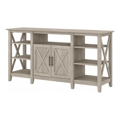 Bush Furniture Key West Tall TV Stand for 65 Inch TV in Washed Gray