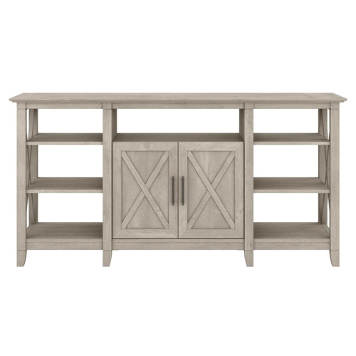Bush Furniture Key West Tall TV Stand for 65 Inch TV in Washed Gray