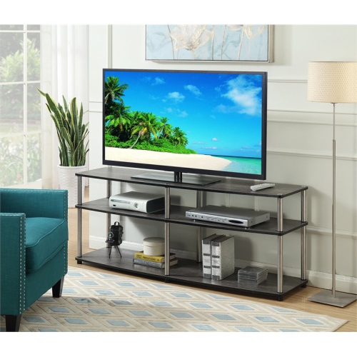Designs2Go Three-Tier 60" TV Stand in Weathered Gray Wood Finish