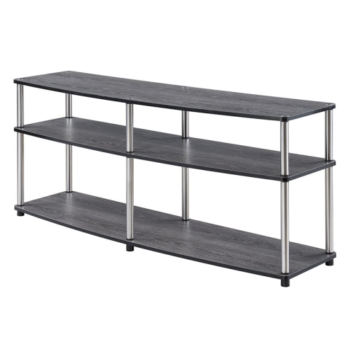 Designs2Go Three-Tier 60" TV Stand in Weathered Gray Wood Finish