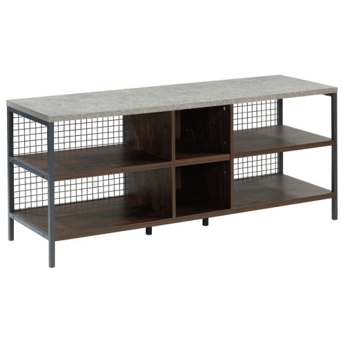 Pemberly Row 60" Engineered Wood and Metal TV Stand in Rich Walnut