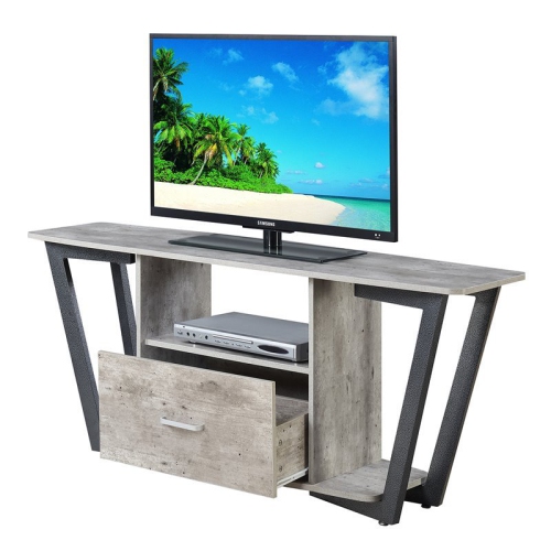 Convenience Concepts Graystone 60" TV Stand in Gray and Black Wood Finish