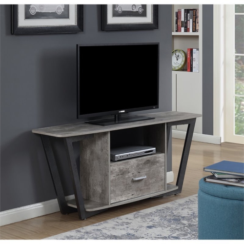 Convenience Concepts Graystone 60" TV Stand in Gray and Black Wood Finish