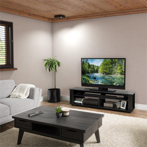 CorLiving Bakersfield Ravenwood Black Wood TV Stand - For TV's up to 85"
