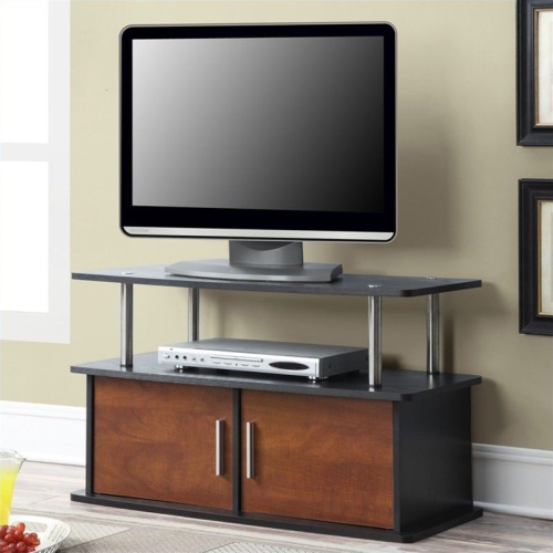 Pemberly Row 36" 2 Door Deluxe TV Stand with Cabinets in Cherry