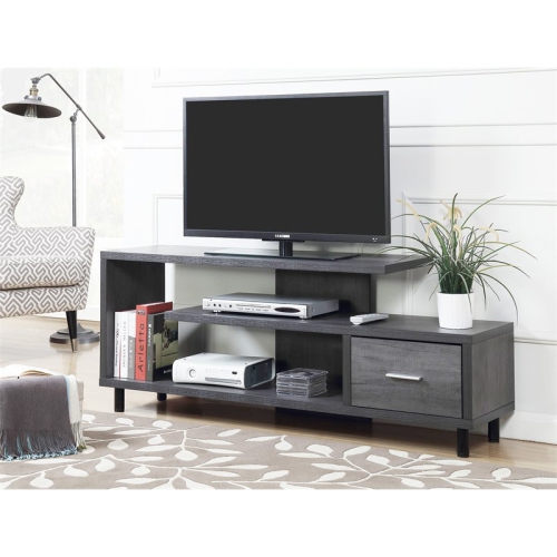 Convenience Concepts Seal II 60" TV Stand in Weathered Gray Wood Finish