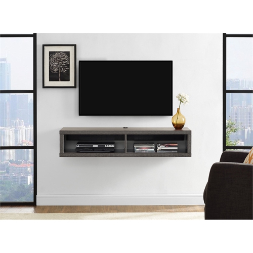 Wall Mounted Wood TV Console Entertainment Center Wall Decor 48-inch Gray