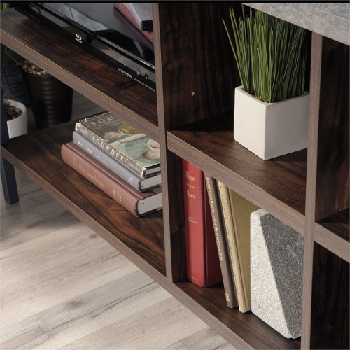 Sauder Market Commons 60" Engineered Wood and Metal TV Stand in Rich Walnut