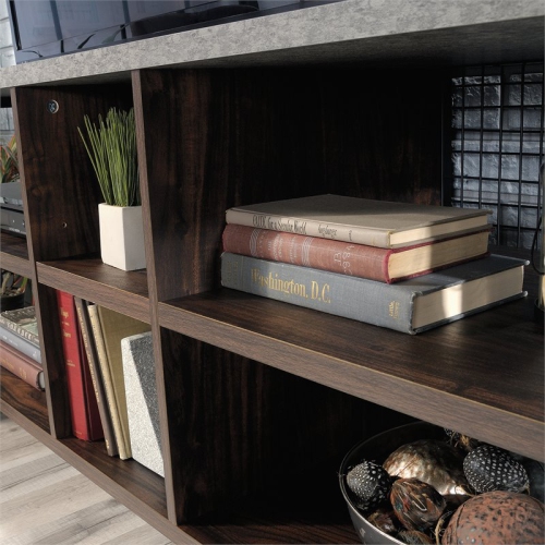 Sauder Market Commons 60" Engineered Wood and Metal TV Stand in Rich Walnut