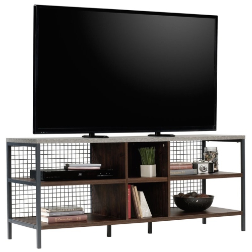 Sauder Market Commons 60" Engineered Wood and Metal TV Stand in Rich Walnut