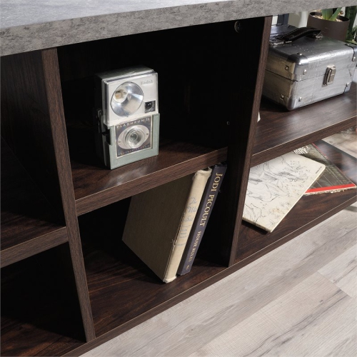 Sauder Market Commons 60" Engineered Wood and Metal TV Stand in Rich Walnut