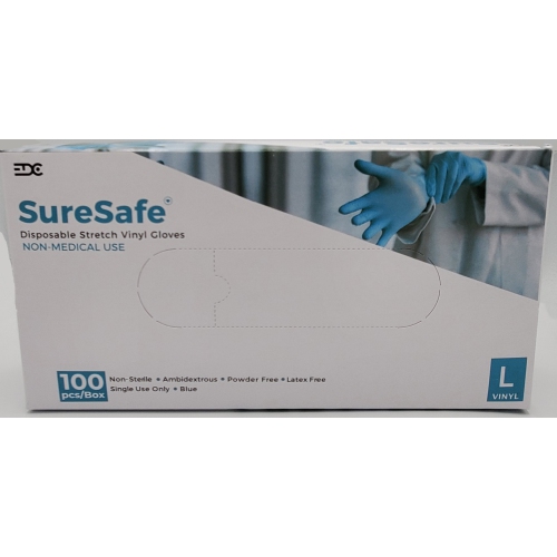 SureSafe Vinyl/Nitrile Blend Stretch Disposable Gloves - BLUE