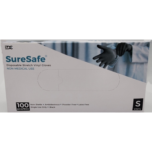 SureSafe Vinyl/Nitrile Blend Stretch Disposable Gloves - BLACK