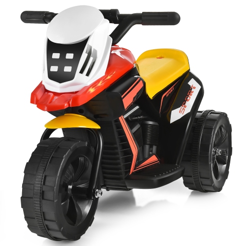 COSTWAY  6V Ride-On Toy Motorcycle Trike 3-Wheel Electric Bicycle W/ Music&horn