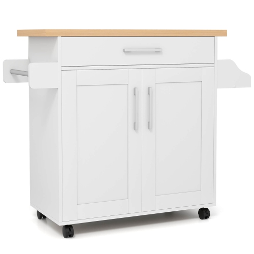 Armoire de rangement à roulettes pour îlot de cuisine avec support à serviettes et à épices de Costway