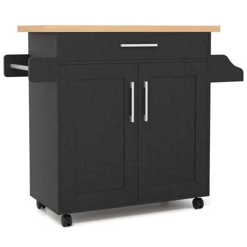Armoire de rangement à roulettes pour îlot de cuisine avec support à serviettes et à épices de Costway