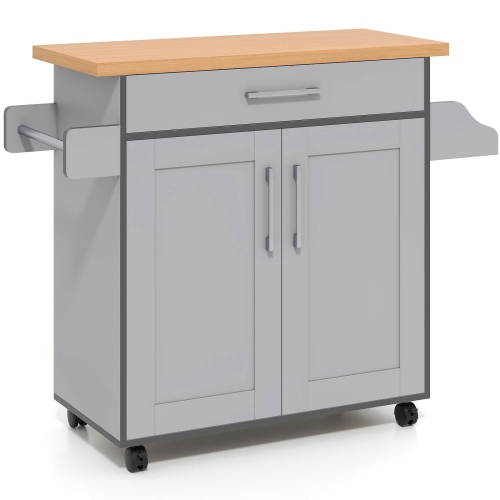 Armoire de rangement à roulettes pour îlot de cuisine avec support à serviettes et à épices de Costway