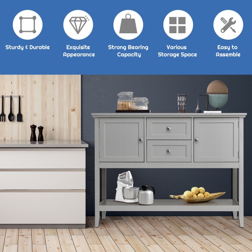 Costway Sideboard Buffet Table Wooden Console Table w/ Drawers & Storage Cabinets