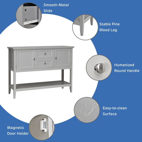 Costway Sideboard Buffet Table Wooden Console Table w/ Drawers & Storage Cabinets
