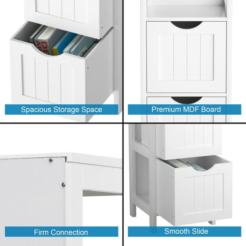 Costway Floor Cabinet Multifunction Bathroom Storage Organizer Rack w/ 2 Drawers