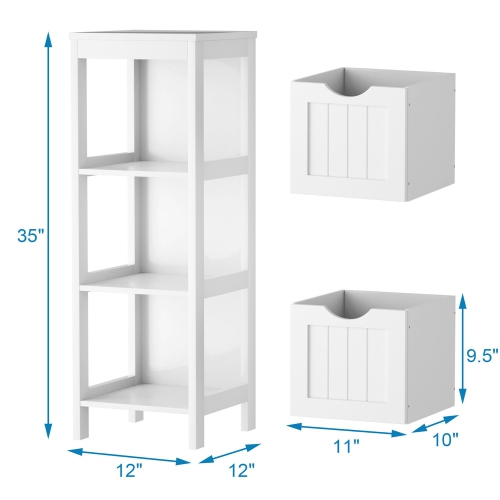 Costway Floor Cabinet Multifunction Bathroom Storage Organizer Rack w/ 2 Drawers