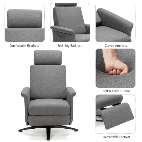 Costway Massage Recliner Chair Vibrating Sofa w/ Remote Control&Adjustable Headrest Grey